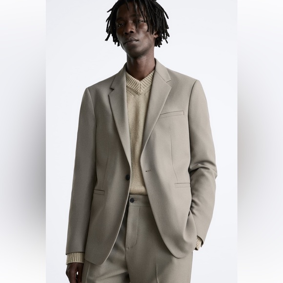 Zara NWT Greenish Textured Suit Jacket size US 38 - Picture 4 of 10